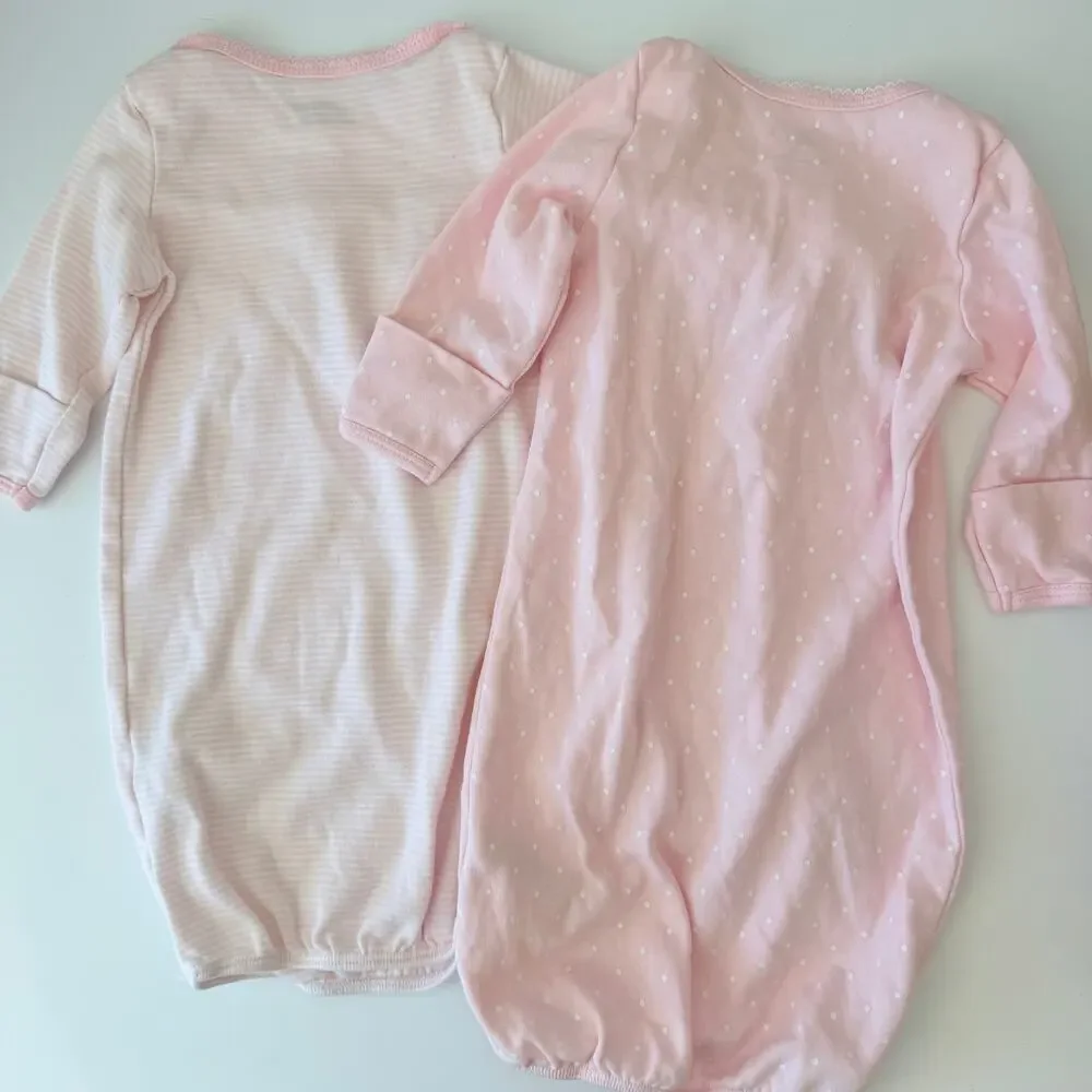 Little Me Baby girl Sleep Gowns long sleeve pink white mini stripe polka dot